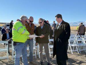 Savage Tooele Railroad groundbreaking - Governor Cox and Senator Elect Curtis